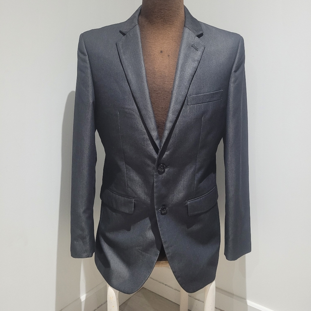 Perry Ellis Men's Slim Fit Single Breasted Tailored Blazer 38R Charcoal Gray